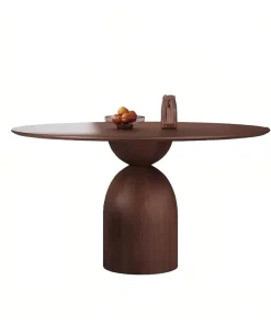 Marino Round Dining Table - Mid-Century Style Pedestal Table in Walnut Wood for Small Spaces